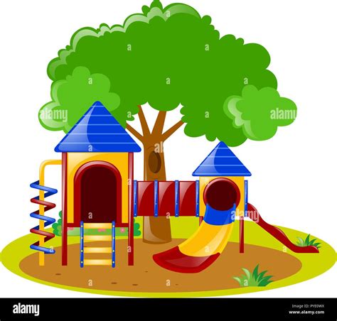 Scene With Playground In Park Illustration Stock Vector Image And Art Alamy