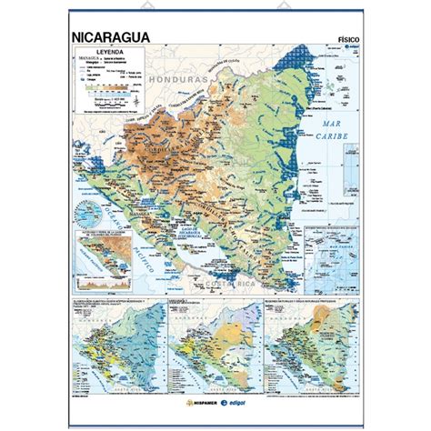 Carte Murale Du Nicaragua Physique Politique