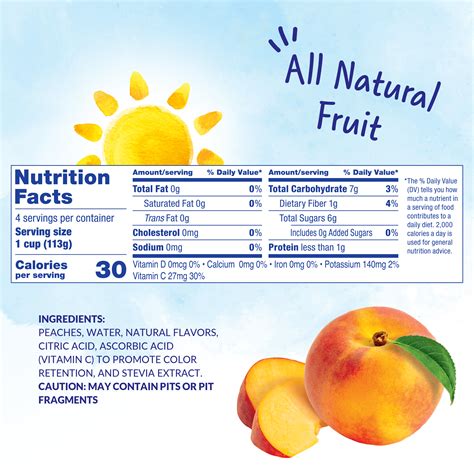 Dole® Diced Peaches With No Sugar Added Fruit Bowls® 4 Count Dole