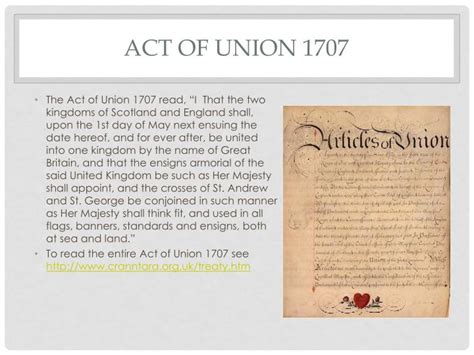 The Act Of Union Of 1707 - PPT - The Act OF UNION 1707 PowerPoint Presentation - ID:2297618