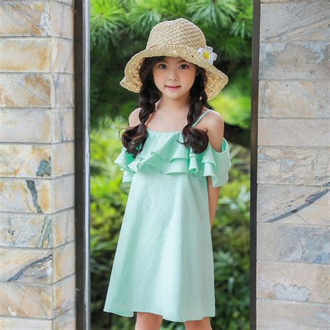 New Summer Dress 2018 Korean Childrens Sling Dresses Girls Beach Dress