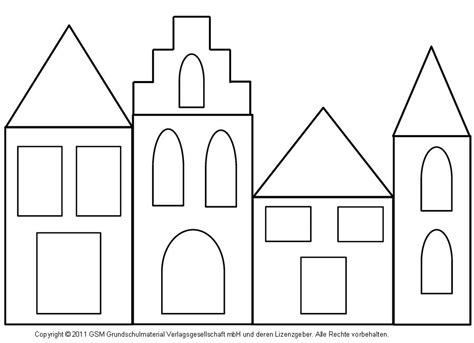 Kostenlose übungen und aktivitäten zum ausdrucken für die vorschule/schuleingangsphase. Fensterbild: Häuser mit Transparentpapier 2 ...