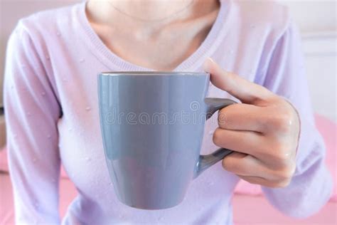 Woman Hands Holding Coffee Cup Girl In Sweater Holding Mug Morning