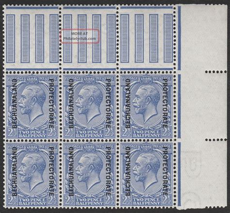 Bechuanaland Protectorate 1913 Kgv 2½d Cobalt Blue Marginal Block Of 6 Sg78