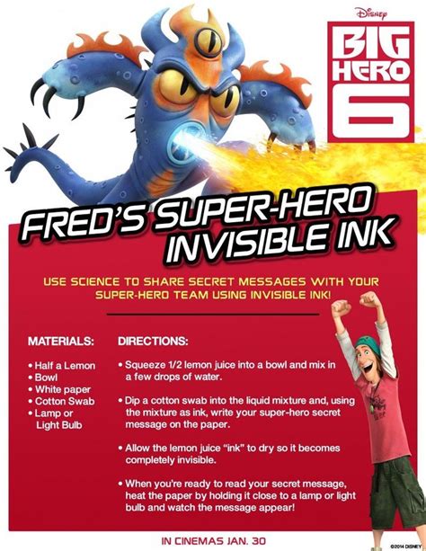 Big Hero 6 Science Experiments Freds Super Hero Invisible Ink Big