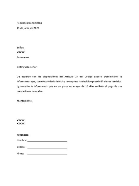 Modelo Carta De Desahucio Pdf