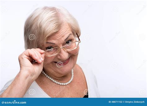 Curious Granny Looking Through Her Glasses Stock Photo Cartoondealer