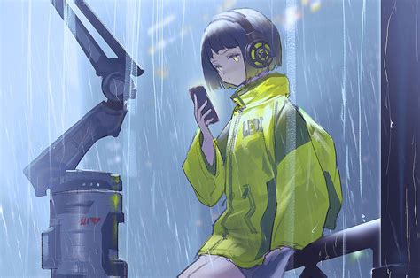 2560x1700 Anime Girl Scifi Umbrella Rain 4k Chromebook Pixel Hd 4k