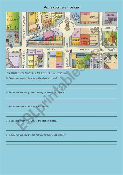 Giving Directions Esl Worksheet By An English Teacher