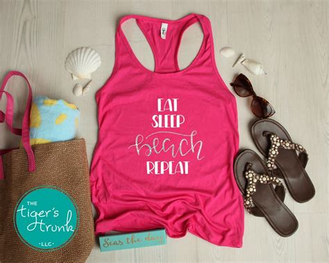 Beach Shirt Summer Tanks Vacation Shirt Eat Sleep Beach Etsy