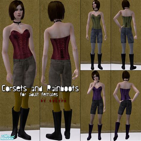 The Sims Resource Corsets And Rainboots For Adult Females