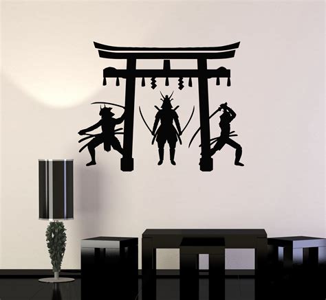 Vinyl Wall Decal Japanese Warriors Samurai Gate Asian Art Decor