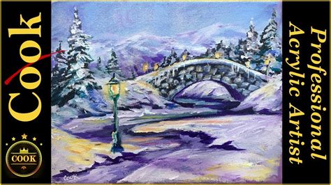 Parsons Bridge In Winter Wonderland Acrylic Painting Tutorial For