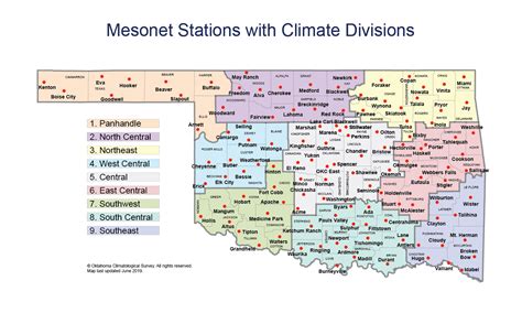 Oklahoma Climatological Survey Map Of Oklahoma Climate Divisions With