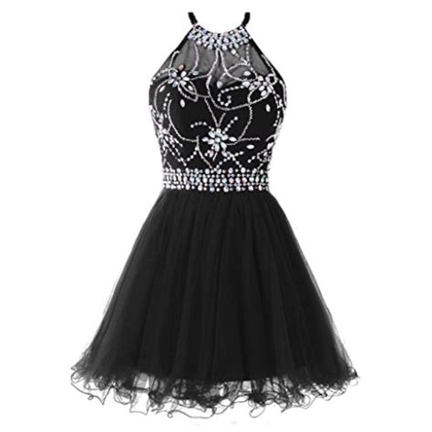 Beading Tulle Black Semi Formal Prom Dress Short Mezuniyet Elbiseleri