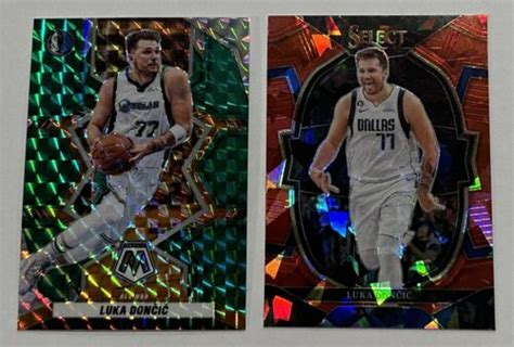 Luka Doncic Green Mosaic Prizm And Select Red Cracked Ice Prizm Ebay