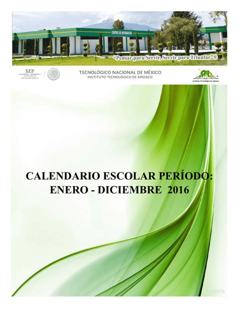 Calendario Escolar PerÍodo Enero