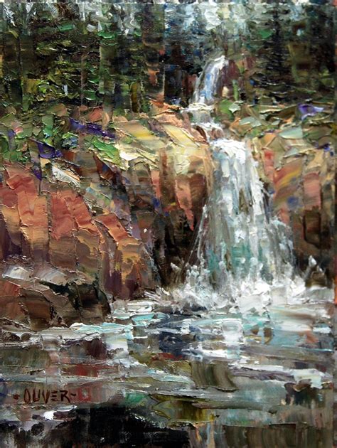 Waterfall At Sylvan Pass Original Landscape Painting Landscape