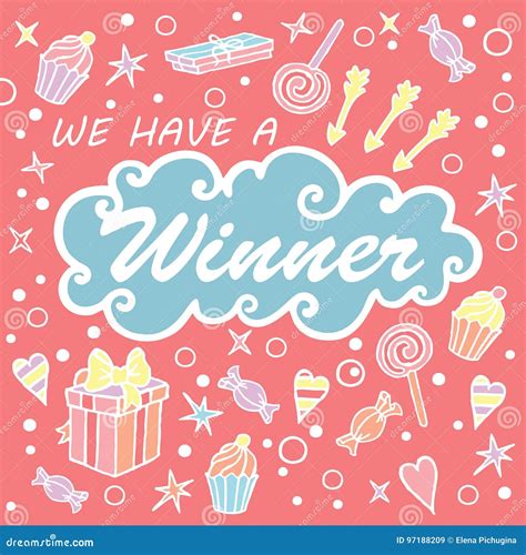 We Have A Winner Giveaway Banner For Social Media Contests Stock
