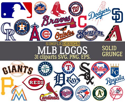 Mlb Team Logos Mlb Svg Baseball Team Logos Grunge Etsy