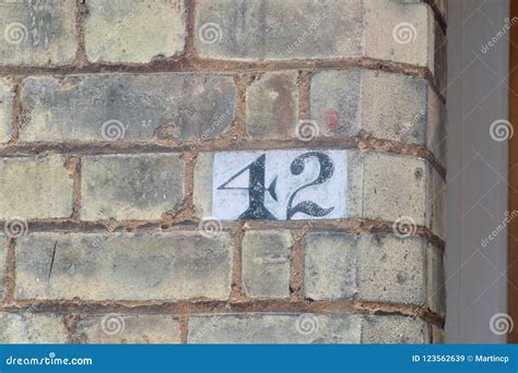 House Number 42 Sign Painted On Wall Stock Image Image Of Paint