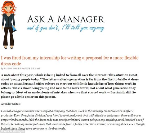 We have an article for that. Ask A Manager receives letter from interns fired for ...