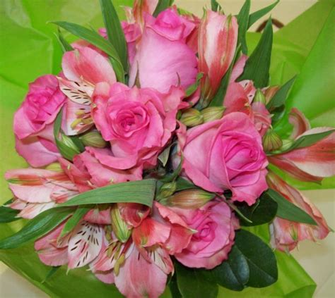 Pink Rose And Alstromeria Bouquet Wedding Flowers Rose Flowers