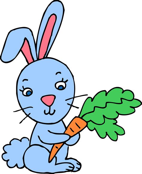 Blue Bunny Rabbit With Carrot Free Clip Art Spring Clip Art Bunny