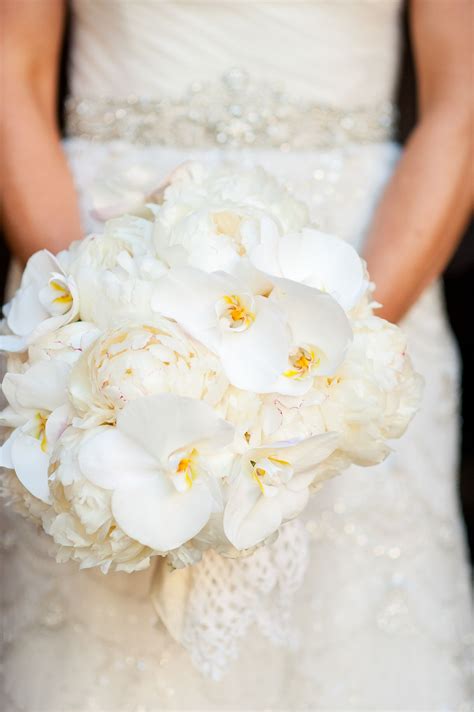Winter White Orchid And Peony Bridal Bouquet