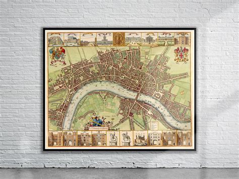 Vintage Map Of London 17th Century Placemat Vintage Map London Map