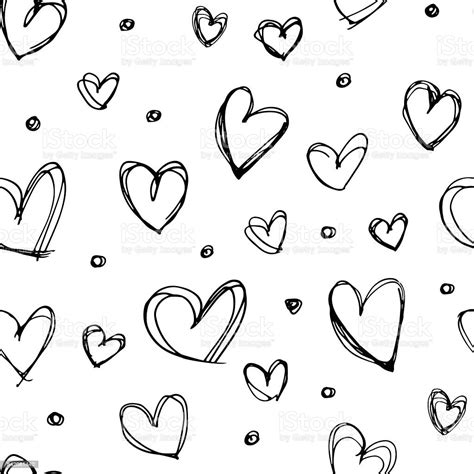 Seamless Hand Drawn Heart Pattern Stock Illustration Download Image Now Craft Heart Shape