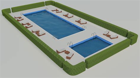 Swimming Pool Scene 3d Model Cgtrader
