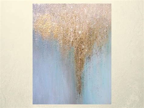 Abstract Glitter Art On Canvas Gold And Silver Glitter
