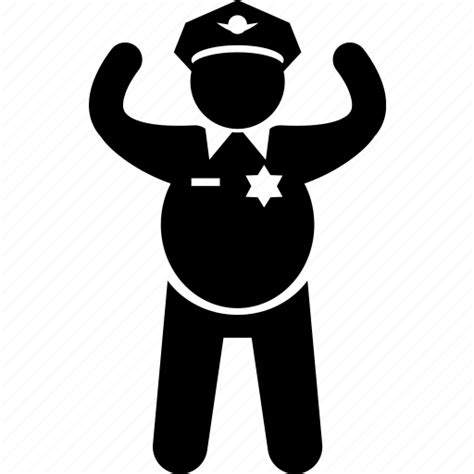 cop fat muscle muscular police policeman strong icon