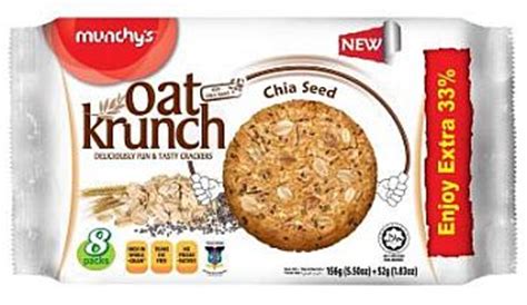 Munchy's oat krunch merupakan biskut sehat dan cocok untuk diet, dimana terbuat dari gandum utuh berkualitas dan bebas lemak trans tanpa pengawet. Best Snacks Under 150 Calories - scene.sg