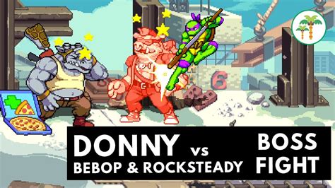 Tmnt Shredders Revenge Donatello Vs Bebop And Rocksteady Boss Fight