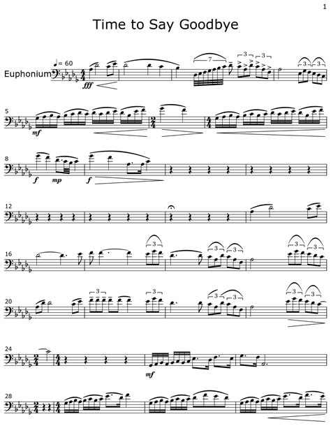 Time To Say Goodbye Sheet Music For Euphonium