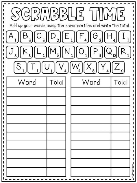 Scrabble Spelling Worksheets Zaria Kline