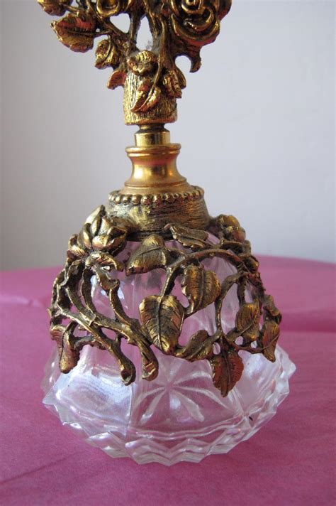 Vintage Perfume Bottle From 1950s Glass And Brass From Timeinabottle