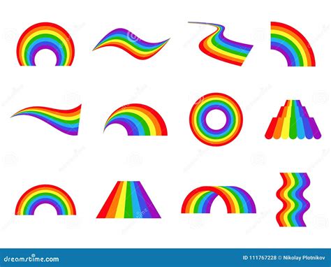 Set Of Vector Rainbows Icons Isolated On White Background Different