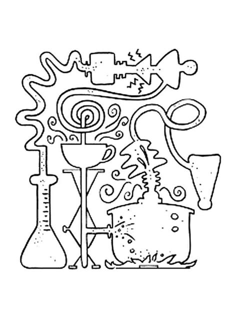 Cartoon Chemistry Coloring Page For Students And Teachers