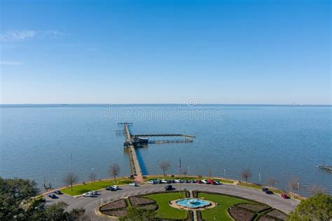Aerial View Of The Fairhope Alabama Municipal Pier On Mobile Bay In