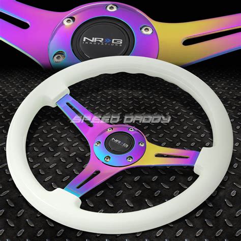 Nrg Aluminum 350mm Racing Steering Wheel Neo Chrome Spoke Glow In The