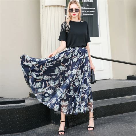 Buy Women Chiffon Floral Circle Skirt Lightweight