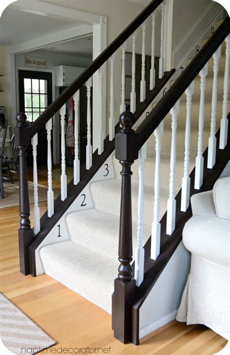 Would it look better painting white to match the trim or stained wood? Banister Restyle in Java Gel Stain | General Finishes ...