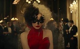 Emma Stone in red dress in Cruella – Wonderland