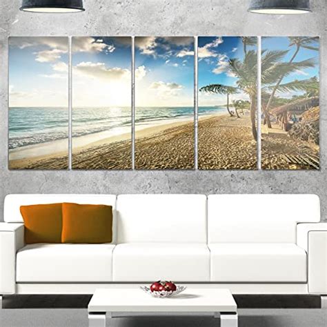 Designart Beautiful Caribbean Vacation Large Beach Glossy Metal Wall