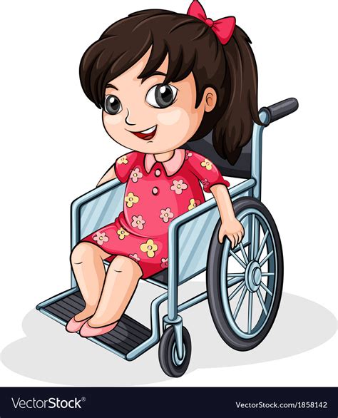 An Asian Girl Riding On A Wheelchair Royalty Free Vector