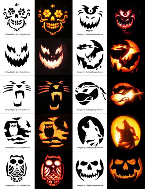 Free Printable Halloween Pumpkin Carving Stencils Patterns Designs