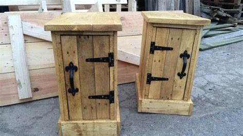 Pair Of Bedside Tables Cupboards Made With Recycled Pallet Wood